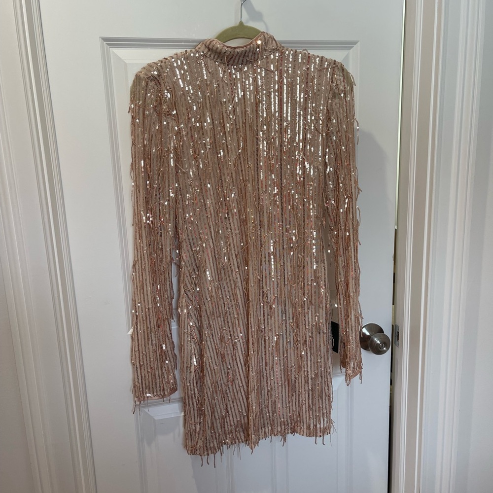 Lulu's Shimmering Sequin Backless Dress - Rose Gold